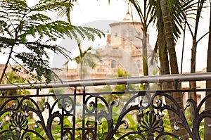 Chettinad Palace in the background