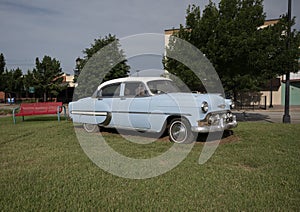 1953 Chevrolet Bel Air four door sedan on display in downtown Arlington, Texas. photo