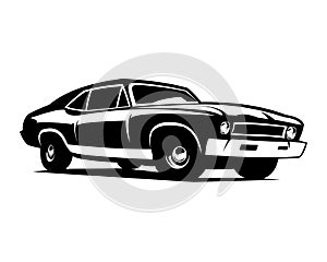 chevrolet muscle car silhouette vector design. isolated white background view from side.