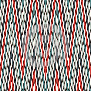 Chevron abstract background. Retro seamless pattern with classic geometric ornament. Zigzag horizontal lines wallpaper.