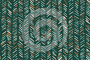 Chevron Herringbone Pattern in Forest Green, Mint and Browns photo