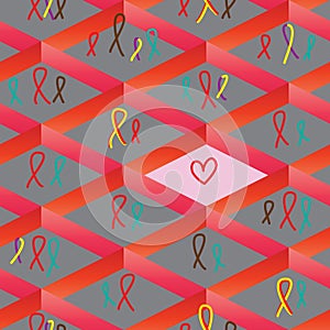 Chevron like box virus HIV HPV HSV12 Hep B C love one seamless pattern