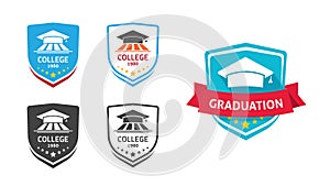 Chevron patch crest graduation ribbon for university college school emblem vector icon illustration graphic print, award stripe