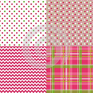 Chevron Pattern Plaid Dots Retro Vector