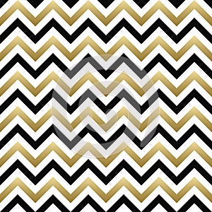 Chevron seamless pattern. Black, gold zigzag