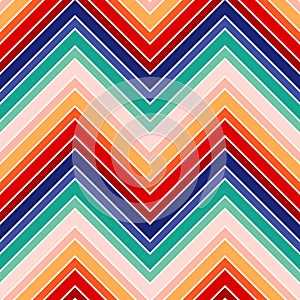 Chevron seamless pattern. Rainbow zigzag stripes texture. Vector background