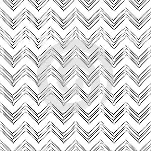 Chevron seamless pattern. Shevron dot halftone. Zigzag gradient patern. Black faded zig zag line on white background. Simple monoc