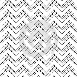 Chevron seamless pattern. Shevron dot halftone. Zigzag gradient patern. Black faded zig zag line on white background. Simple monoc