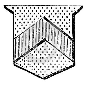 Chevron is supposed to represent the rafters of the gable of a house, vintage engraving