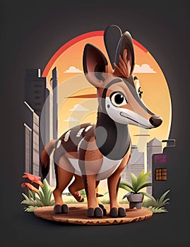 Chevrotain at Miami street, graphic design-tshirt, illustration