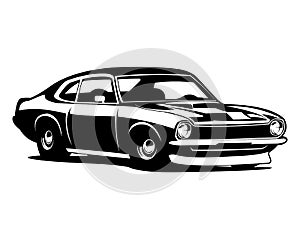 chevy camaro car silhouette. isolated white background view from side.