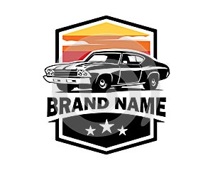 Chevy camaro isolated on a white background showing from the side. best for logo, badge, emblem, icon and for car industry.