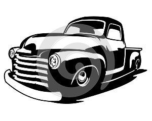 chevy truck silhouette vector front view isolated white background.