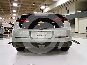 Chevy Volt on display on a spinning platform