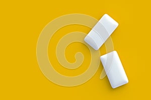 Chewing gum. Mint bubblegum. Top view