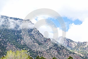Cheyenne Mountain in Colorado Springs on a Cloudy Day photo