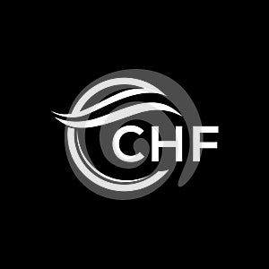 CHF letter logo design on black background. CHF creative circle letter logo concept. CHF letter design