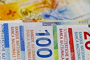 CHF paper money, Swiss currency