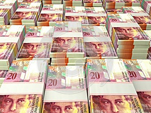 CHF. Swiss Franc macro photo. Money of Switzerland. Business background. Zurich