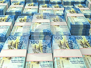 CHF. Swiss Franc macro photo. Money of Switzerland. Business background. Zurich