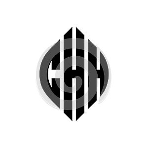 CHH circle letter logo design with circle and ellipse shape. CHH ellipse letters with typographic style. The three initials form a