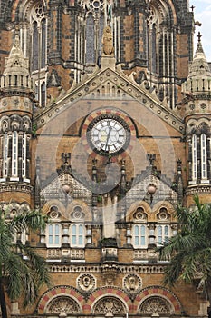 Chhatrapati Shivaji Maharaj Terminus or Victoria Terminus train station and UNESCO World Heritage Site, Mumbai,