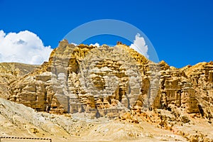 Chhoser Jhong aka Sky Cave a man made cave area in desert of Upper Mustang in Nepal