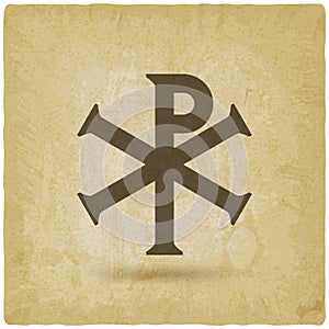 Chi Rho Christian symbol vintage background