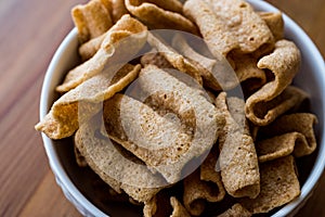 Chia Chips or Crackers in a bowl.