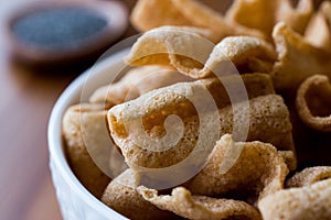 Chia Chips or Crackers in a bowl.