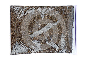 Chia cia seeds in plastic packet photo