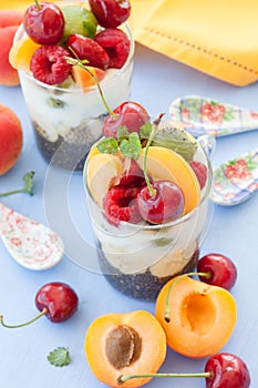 Chia Pudding with yogurt and fruits
