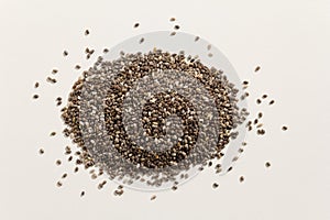 Chia Seed. Pile of grains. Top view.