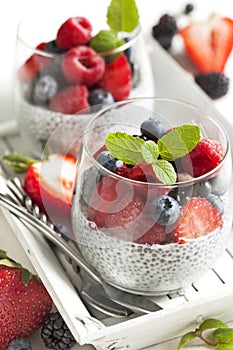 Chia seed pudding with berries