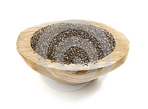 Chia seed served in a wooden bowl