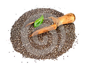 Chia seed on the white background.