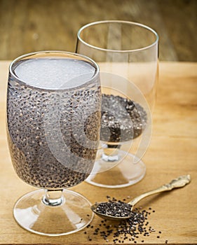 Chia seeds drink with water