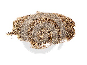 Chia seeds isolated on white background, side view