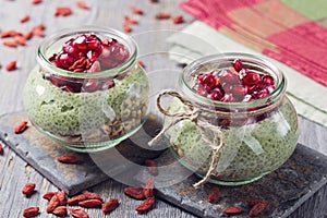 Chia seeds matcha pudding