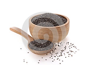 Chia seeds on white background