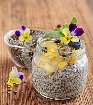 Chia seeds and yogurt pudding