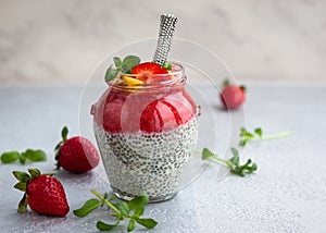 Chia and strawberry pudding