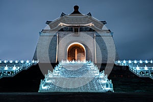 Chiang Kai-Shek Memorial Hall at night. Taipei, Taiwan