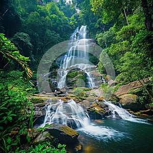 Chiang Mai allure Huai Sai Lueang waterfall in a tropical paradise