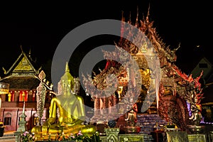 The Chiang Mai silver temple at night