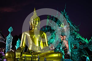 The Chiang Mai silver temple at night