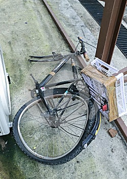 Chiang Mai, Thailand - 26/08/2019 : Broken bicycle