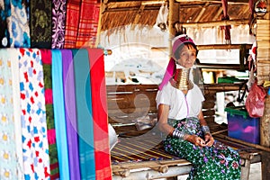 Chiang Mai, Thailand - APRIL 22, 2015: The village of long-necked women. Hilltribe Villages.