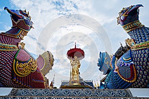 CHIANG MAI, THAILAND - April 24, 2020 : Khru Ba Thueng statue at Ban Den temple