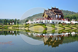 Chiang Mai, Thailand, Ho Kham Luang at Royal Flora Expo, traditional thai architecture